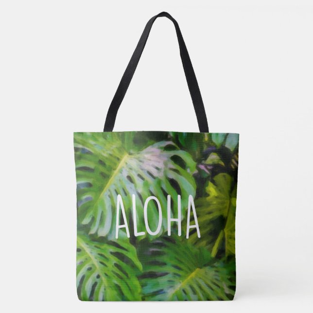 Watercolor Monstera Aloha Bolsa de praia Havaiana (Frente)
