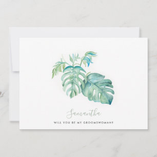 Watercolor Monstera Deixa Cartões De Bolsa