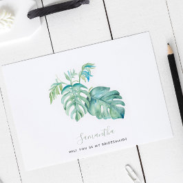 Watercolor Monstera Deixa Cartões De Ponta