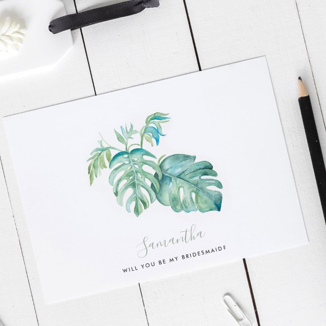 Watercolor Monstera Deixa Cartões De Ponta (Criador carregado)