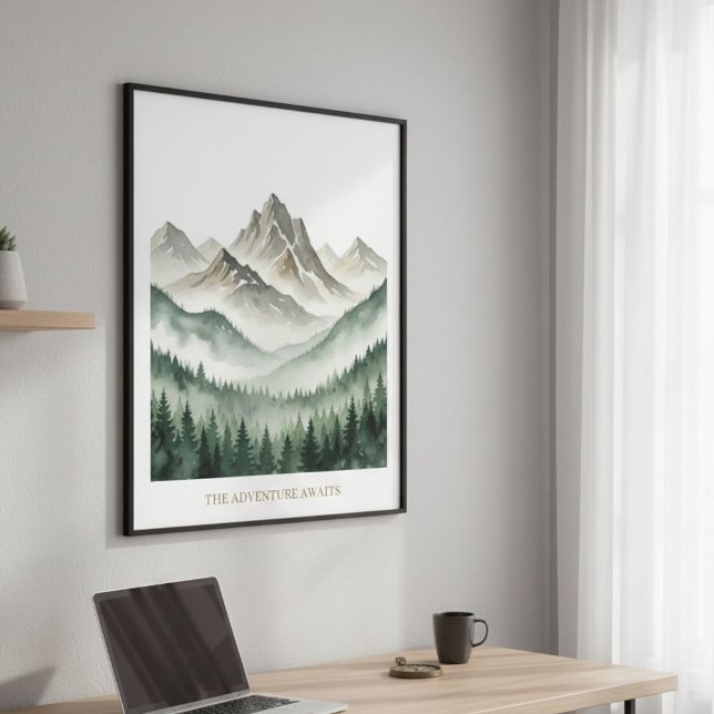 Watercolor Mountain Forest Poster  (Criador carregado)