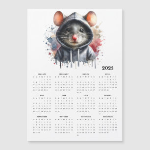 Watercolor Mouse Hoodie Splash Art 2025 Calendar