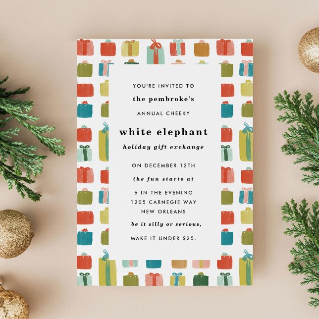 Watercolor Oferece Convite de festas de Natal (Watercolor Christmas Gifts Holiday Party Invitation)