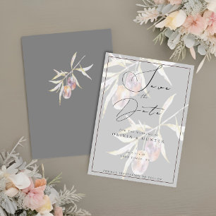 Watercolor Olive Branch Wedding Salvar o Cartão de