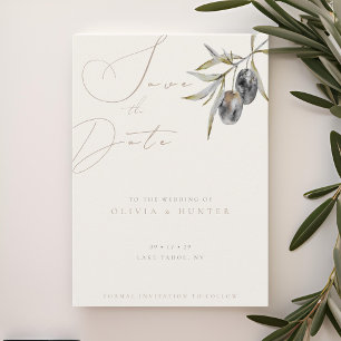 Watercolor Olive Branch Wedding Salvar o Cartão de