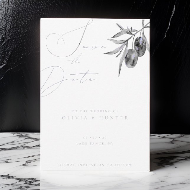 Watercolor Olive Branch Wedding Salvar o Cartão de (Criador carregado)