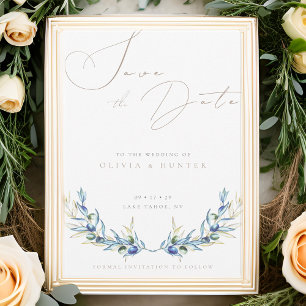 Watercolor Olive Branch Wedding Salvar o Cartão de
