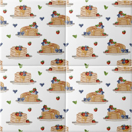 Watercolor Pancakes Berries Breakfast Brunch 