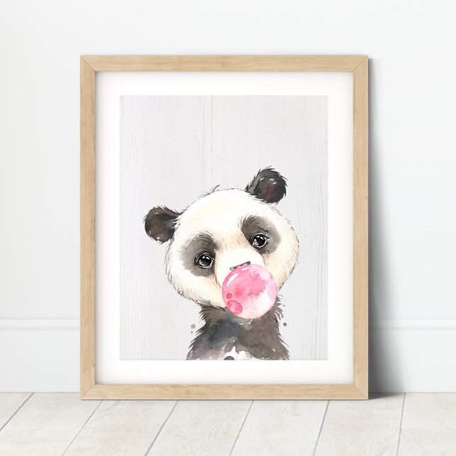 Watercolor Panda Bubble Nursery Art Impressão (Criador carregado)