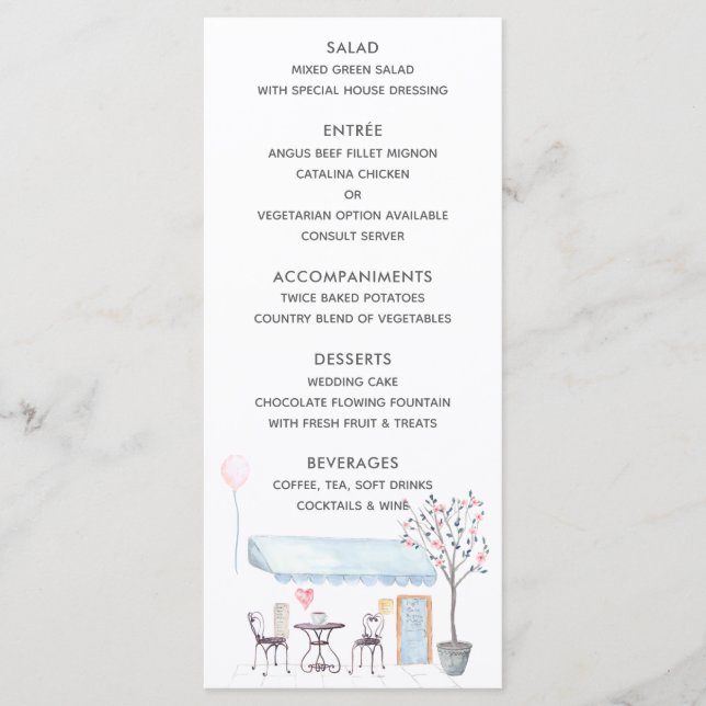 Watercolor Paris Wedding Menu (Frente)