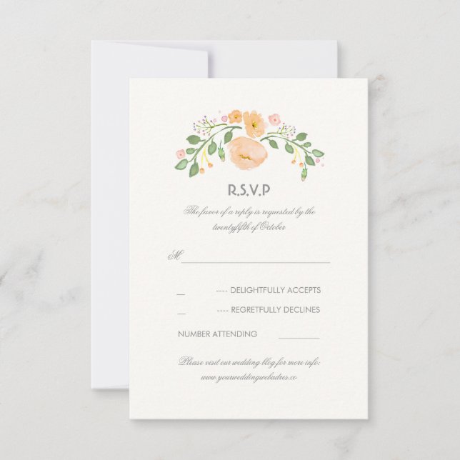 Watercolor Pastel Flowers Casamento RSVP Card (Frente)