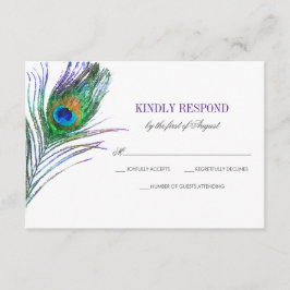 Watercolor Peacock Feather Weding RSVP