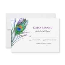 Watercolor Peacock Feather Weding RSVP