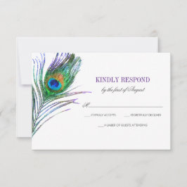 Watercolor Peacock Feather Weding RSVP