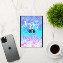 Watercolor Pink Azul Roxo Aniversário Personalizad