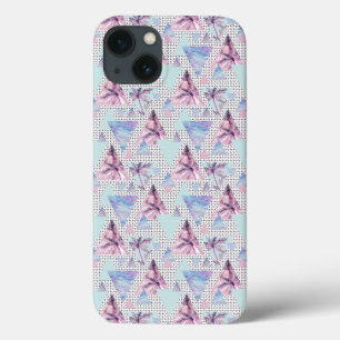 Watercolor Pink & Blue Palm Tree Pattern