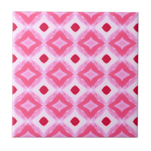 Watercolor Pink White Red Diamonds