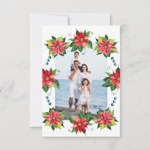 Watercolor Poinsettia Wreath - Cartão de Feriado 3