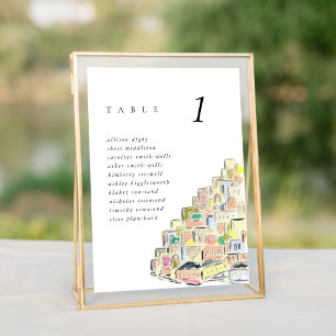 Watercolor Positano Itália 5x7" Cartões de Mesa de