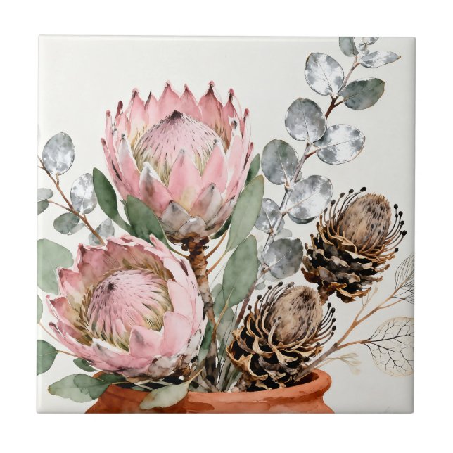 Watercolor Protea Eucalyptus Arrangement (Frente)