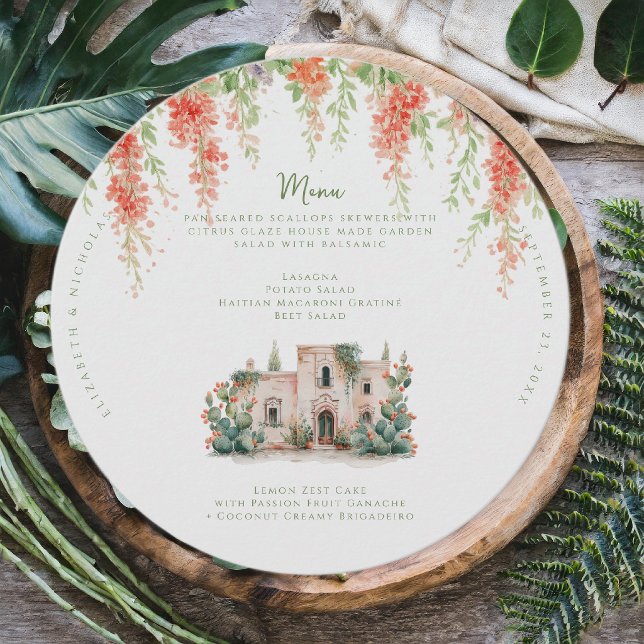 Watercolor Puglian Masseria Wedding Menu (Criador carregado)