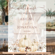 Watercolor Pumpkins Casamento outono Russo Bem-vin