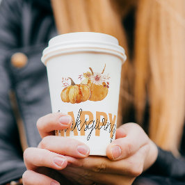 Watercolor Pumpkins & Orange Happy Ação de Graças