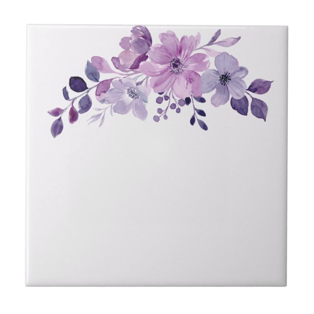 Watercolor purple flower bouquet  (Frente)