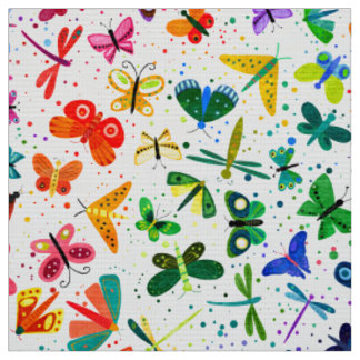 Watercolor Rainbow Butterflies Kids Tecido Padrão