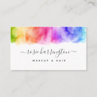 Watercolor Rainbow Girly Cartão de visita