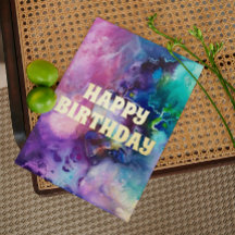 Watercolor Rainbow Whimsical Happy Birday