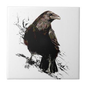 Watercolor Raven Bird Art