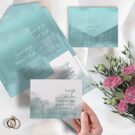 Watercolor Refletions Wedding Teal ID774