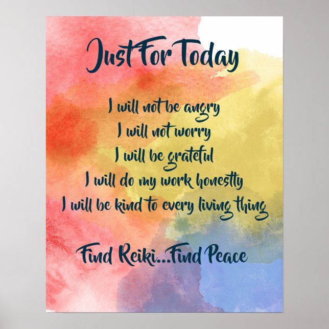 Watercolor Reiki Principles Poster (Frente)