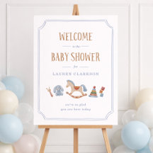 Watercolor Rocking Horse Baby Shower Welcome Sign