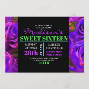WATERCOLOR ROSAS NEON Doce 16 Convite