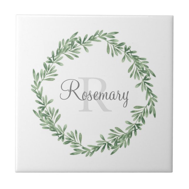 Watercolor Rosemary Wreath (Frente)