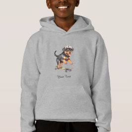 Watercolor Rottweiler Kids Pullover Hoodie