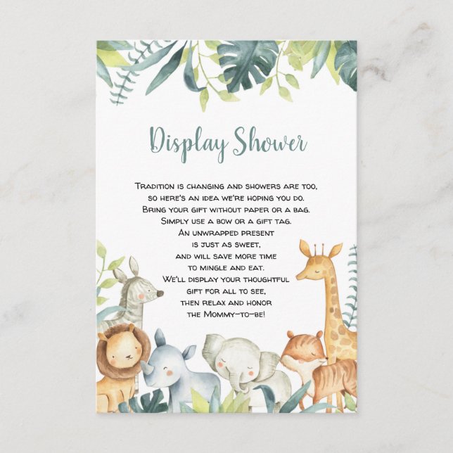 Watercolor safari animais exibem inserção de chá (Frente)