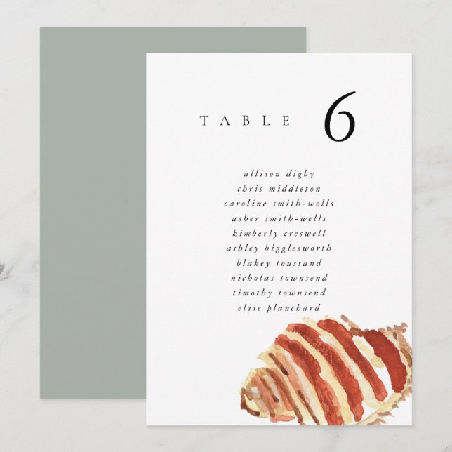 Watercolor Seashell Beach 5x7" Wedding Seat Chart (Frente/Verso)