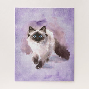 Watercolor Siamese Cat 500+ Quebra-cabeça