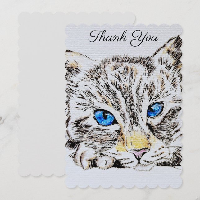 Watercolor Siamese Ragdoll Cat Cartão Personalizad (Frente/Verso)