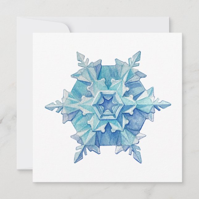 Watercolor Snowflake Flat Christmas Card (Frente)