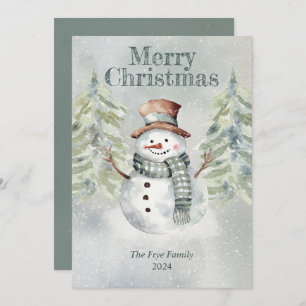Watercolor Snowman - Cartão Feliz Natal