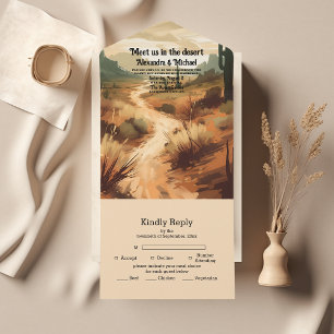 Watercolor Southwestern Desert e Casamento Cactus