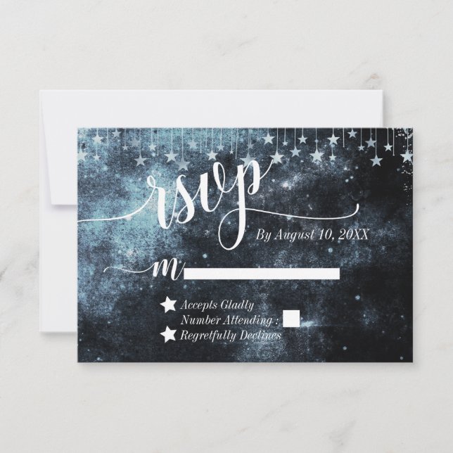 Watercolor Starry Night Celestial Weding RSVP (Frente)