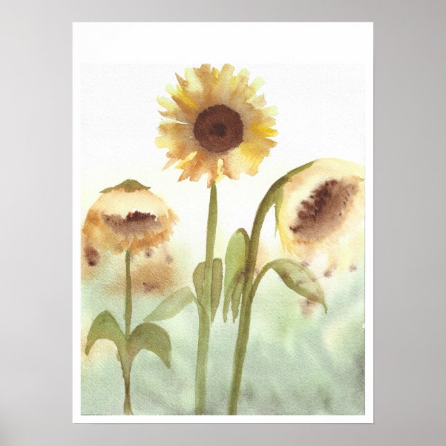 Watercolor Sunflower Art Impressão (Frente)