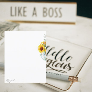 Watercolor Sunflower Custom Note
