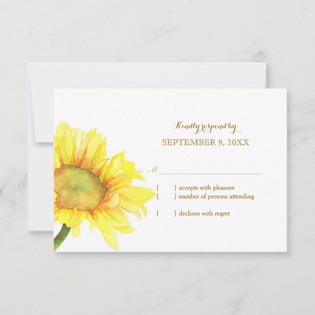 Watercolor Sunflower Wedée RSVP (Frente)