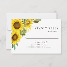 Watercolor Sunflower Wedée RSVP Elegante Rustic